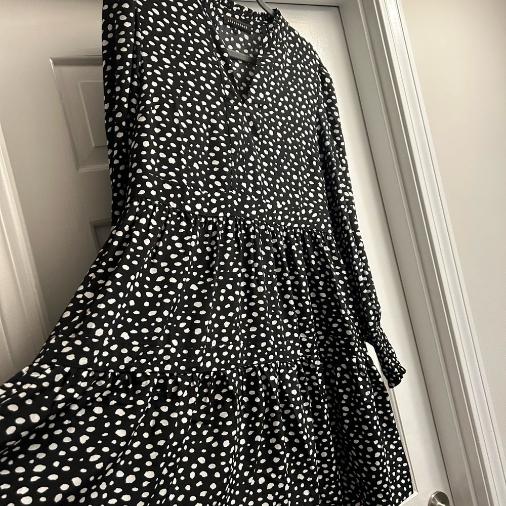 Gibson Look Black and white rayon swing dress. - Picture 2 of 4